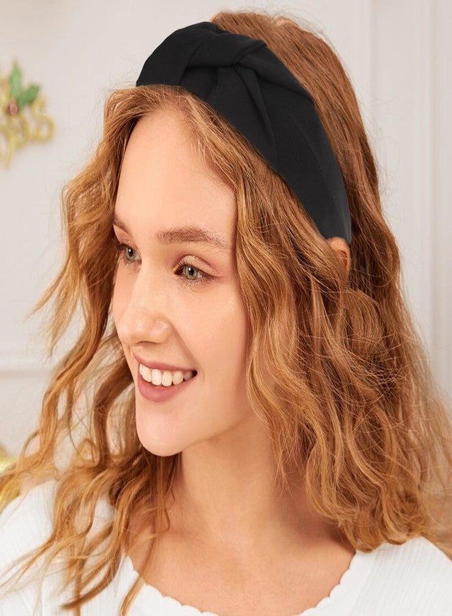 Amariver Black Headband Knotted Wide Headband for Women Top Knot Hair Band Non-slip Head Band Soft Fashion Hair Accessories for Women Girls - Image 4